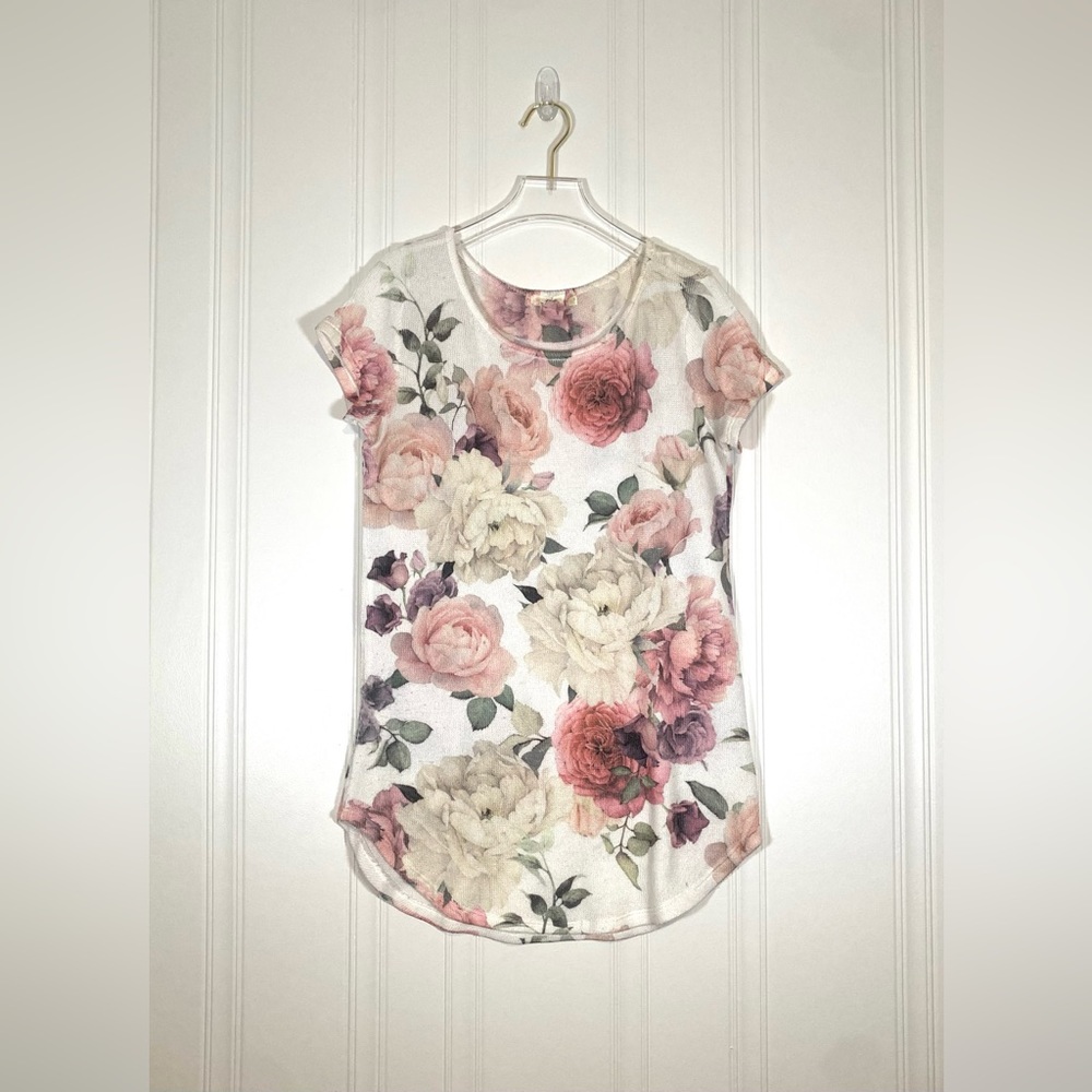 Gaze Floral Stretch Sweater Shirt Medium